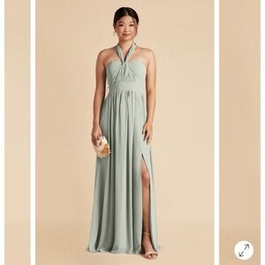 Birdy Grey Grace Dress Bridesmaid Chiffon Sage Size XL Convertible $125 MSRP EUC